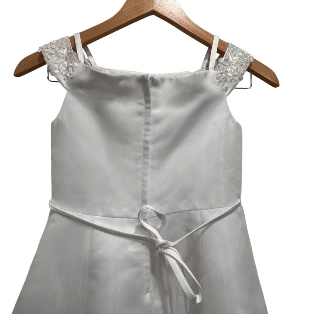 NWT Nordstrom Us Angels Girls Dress Embroidered Flowers  Beaded White Size 8